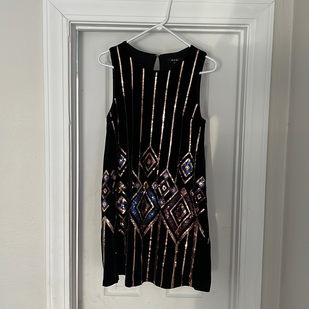 Miss Me velvet and sequin shift dress